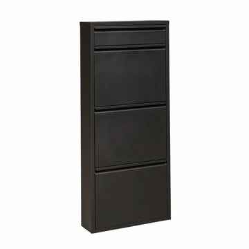 VEEHAUSÂ® - Graham - Praktisch schoenenrek - schoenenrek zwart - schoenenrek met 3 niveaus - extra niveau - schoenenkast zwart - schoenenrek metaal industrieel - metaal - 50 x 114 x 15cm -zwart