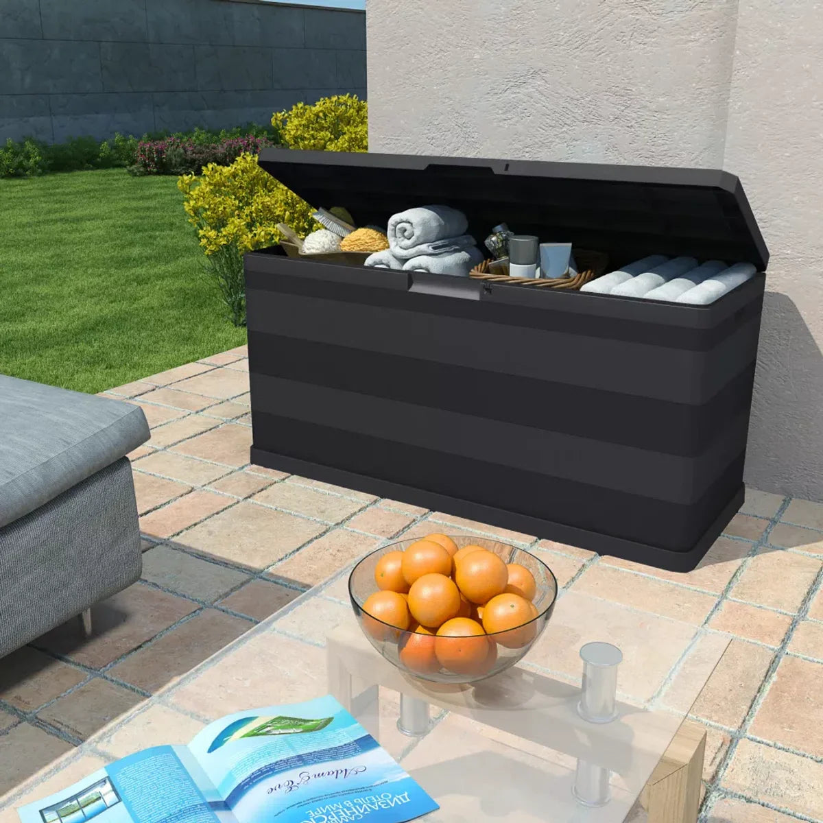 Opbergbox voor in de tuin, tuinkast, kelderkast 280 L Zwart