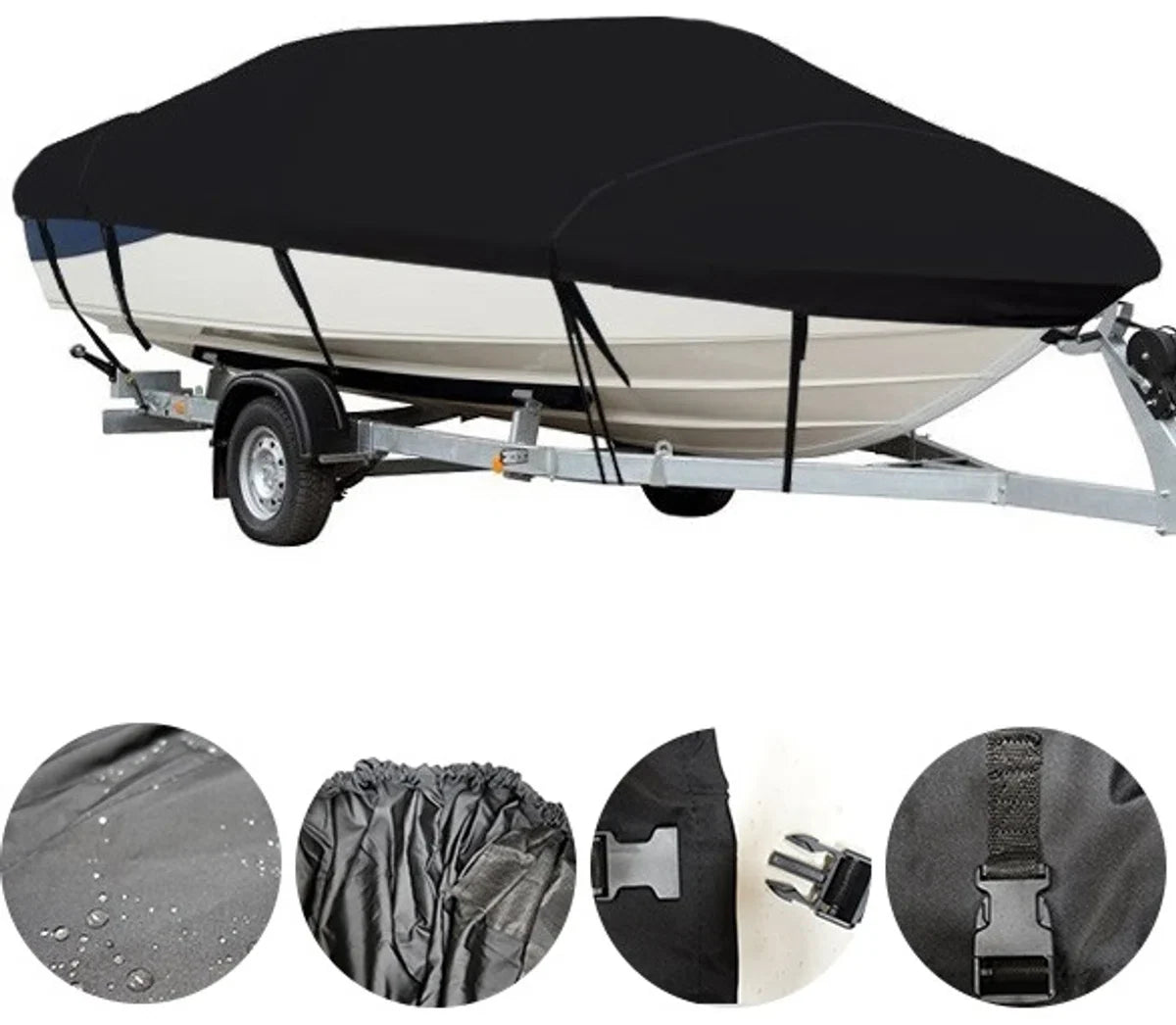 Bootzeil - Bootzeil - Afdekzeil Boot - Zwart - Maat F: 670-770 x 265 cm