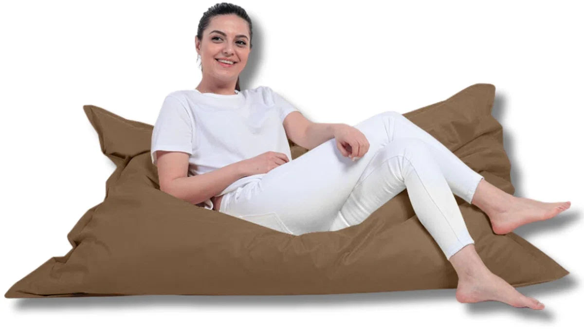 Large Pillow Bean Bag, Seat Cushion 100x150, Fatboy, Adults & Children, Indoor Outdoor-Mocha Brown