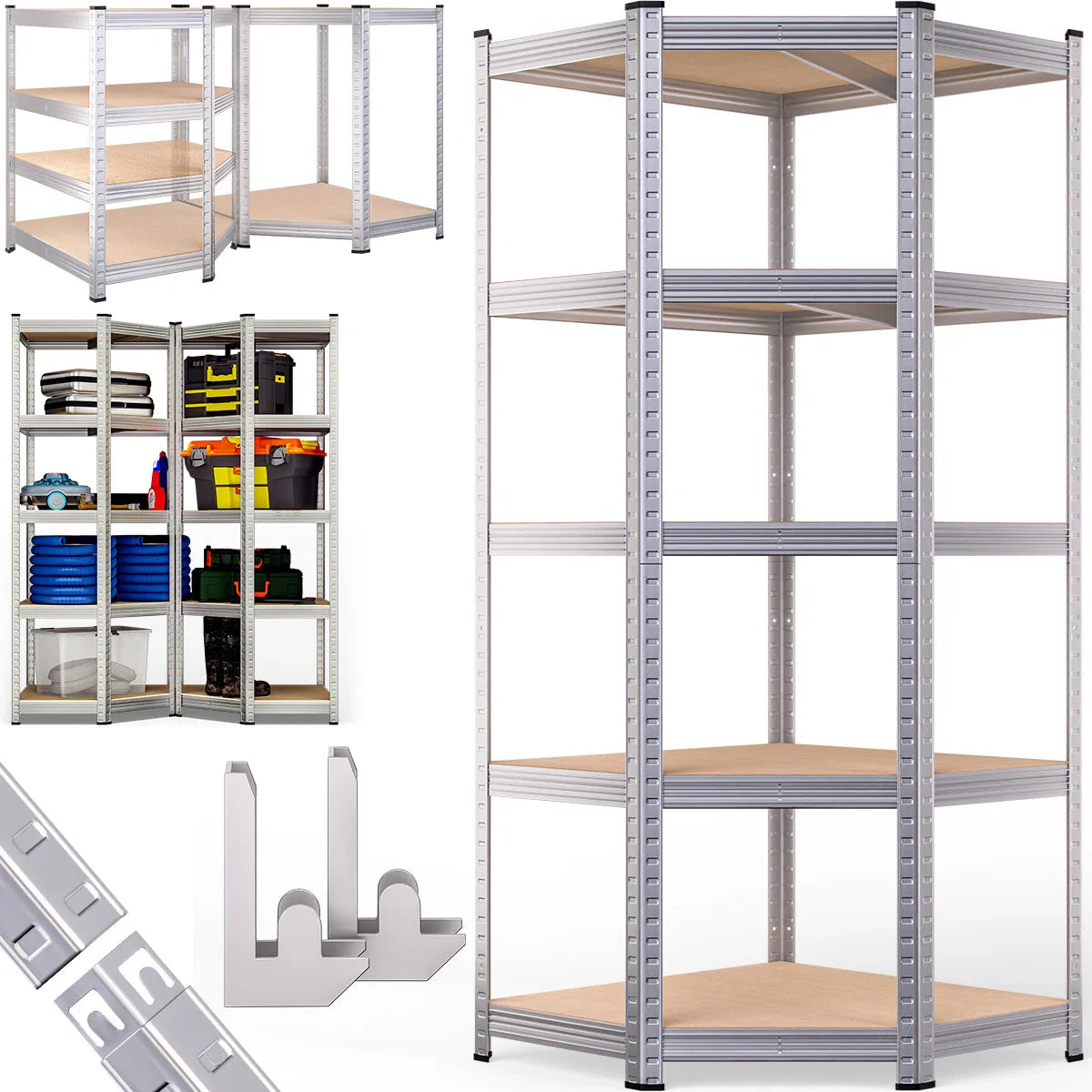 Stellingkast Hoek - Opbergrekken - Boutloze Plank 180x70x40cm Verzinkt 875kg
