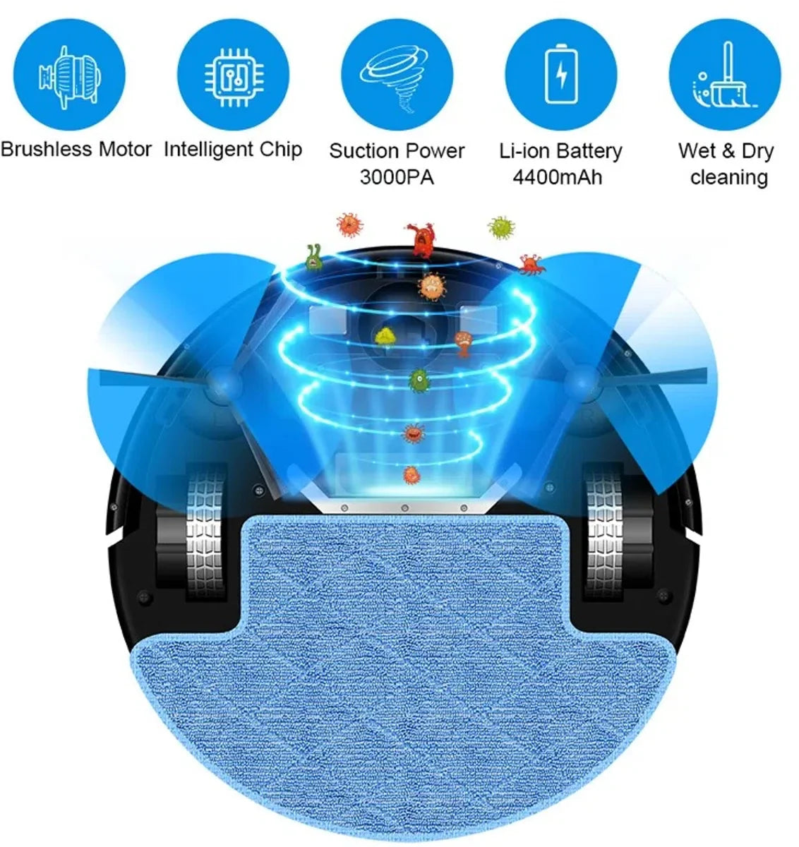 M7S Pro Robot Stofzuiger, Robotstofzuiger met dweilfunctie, Robotstofzuiger met laadstation, WiFi App, 4KPa Zuigkracht, Borstelloze Motor, Alexa en Google Assistant, Voor tapijt en harde Vloer