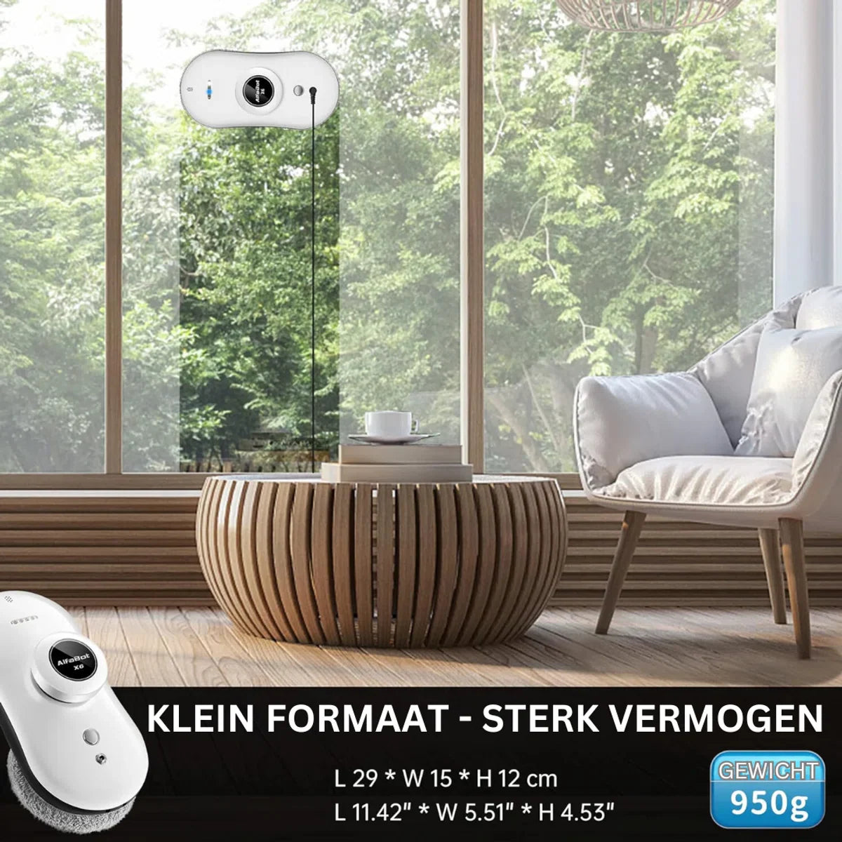 Robot Ramenwasser - Krachtig en Sterk Zuigvermogen - Ramenreiniger - Voor Ramen - Op Afstand Bedienbaar - Voor Verschillende Oppervlakken - Met Anti-Valbeveiliging