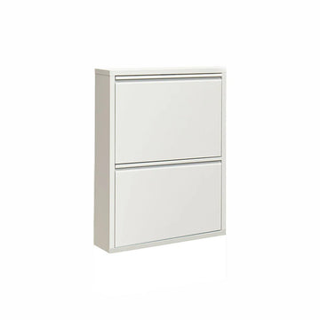 VEEHAUSÂ® - Paplet - Praktisch Schoenenrek -Schoenenrek wit - Schoenenrek met 2 Niveaus - Schoenenkast wit - Schoenenrek metaal industrieel - Metaal - 50 x 70 x 15cm -Wit
