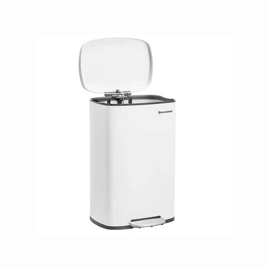 Vibe Prullenbak - Afvalbak 50 liter - Soft Close Prullenbakken - Pedaalemmer van Staal - met binnenemmer en deksel - Romig Wit