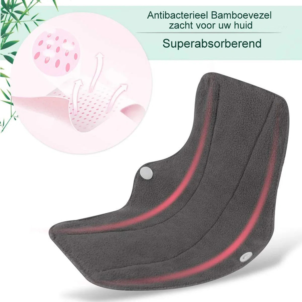 green-goose Bamboevezel Wasbaar Herbruikbaar Maandverband - 10 Stuks - met 2 Waszakjes - Comfortabel met Vleugels en Drukknop - Inlegkruisjes - Zachte Bamboe Stof - Ecologisch - Duurzaam - Super absorberend - Dun - Comfortabel