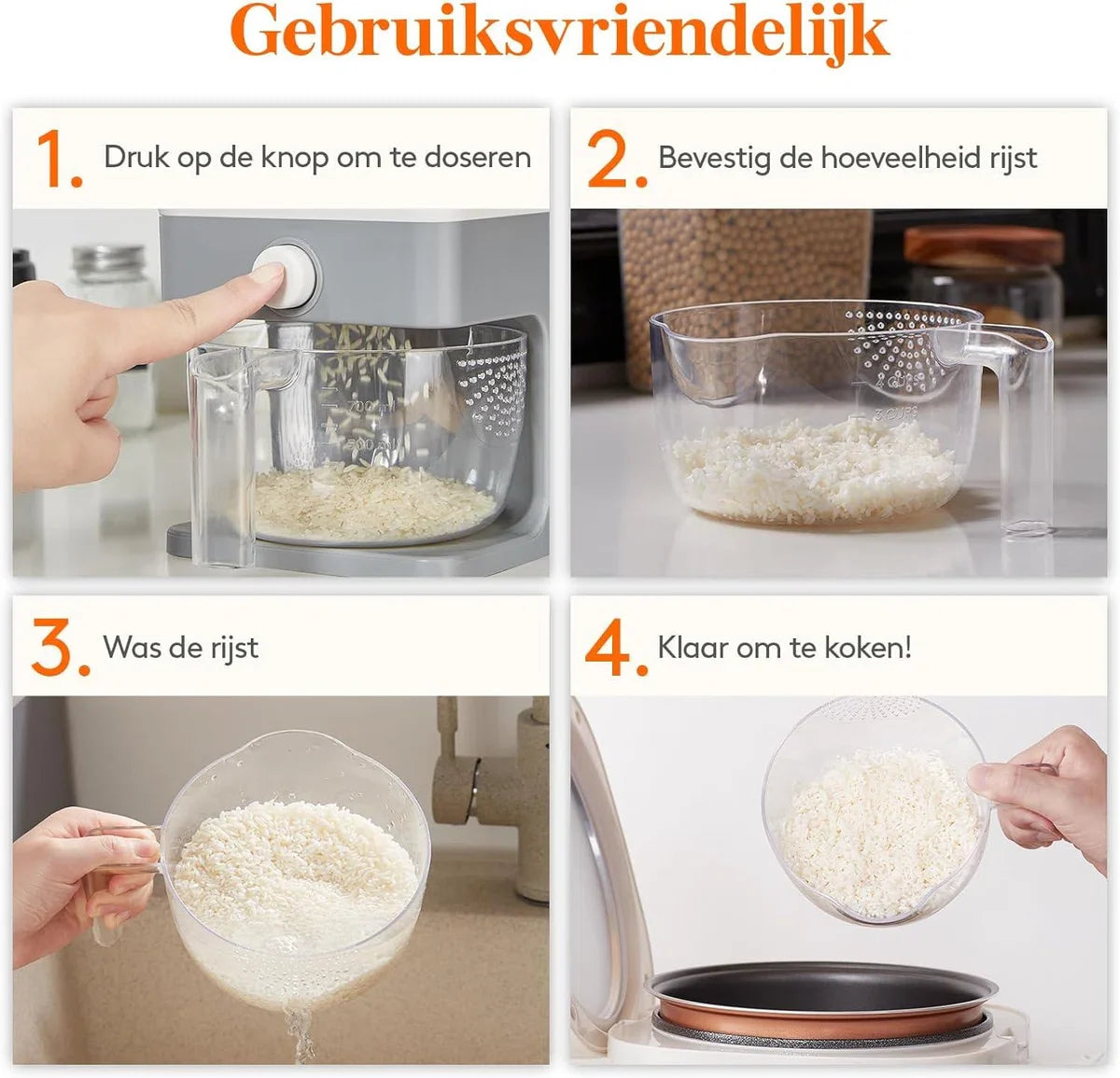 Rijst Dispenser 11.5 kg - Opslag Containers Vochtbestendige Emmer - Maatbeker Graan Meel Soja - Keuken Voorraadkast Huishouden BPA-Vrij rijstdoseerder