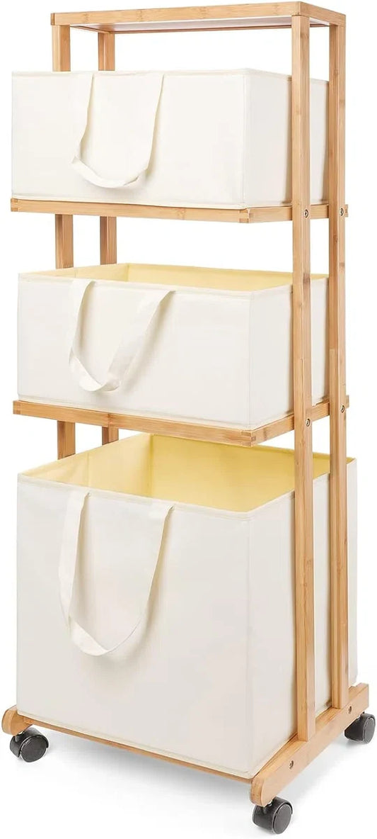 Wasorganizer - Wasorganizer - Wassorteerder - Wasmand met plank - Wassorteerder 3 vakken - Voor de benodigde orde in jouw was!