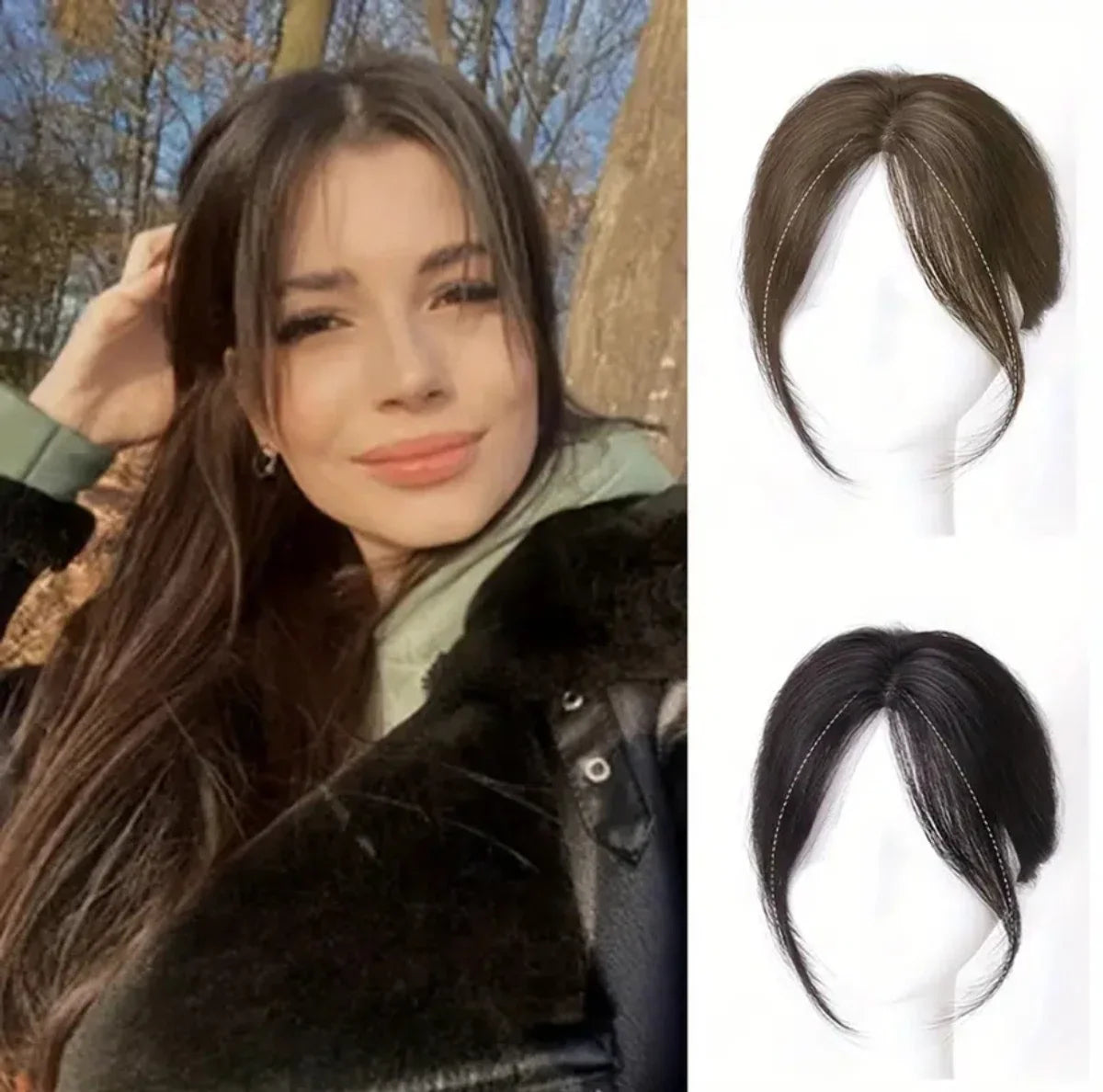 100% echt haar extensions om grijs haar of kale plekken te bedekken of voor meer volume: zwarte haartopper