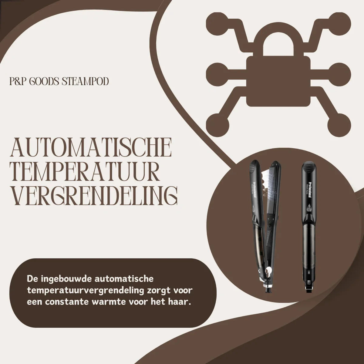 P&P Goods® Steampod - Stijltang - Haarverzorging - Stoomstijltang - Met LED Verlichting - Krultang - Zwart