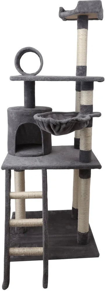 Katten Krabpaal 40KQY - 59 x 59 x 156 cm - Kattenmeubel - Krabpaal - Krabpaal voor grote katten - Krabpalen - Grijs