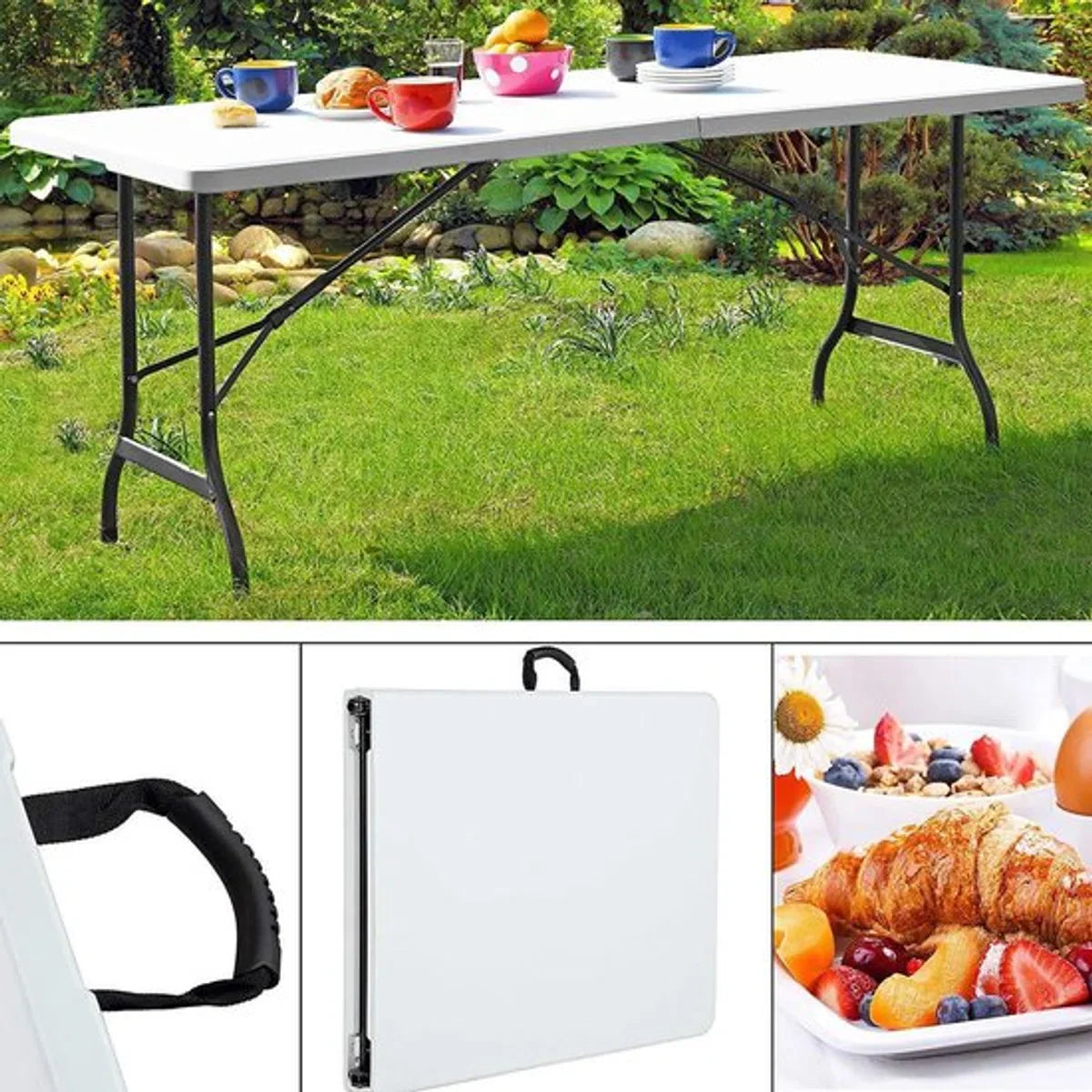 MaxxGarden Klaptafel - Inklapbare tafel - Opvouwbare Tuintafel - Weerbestendig - Inclusief handvat - 180x70x74