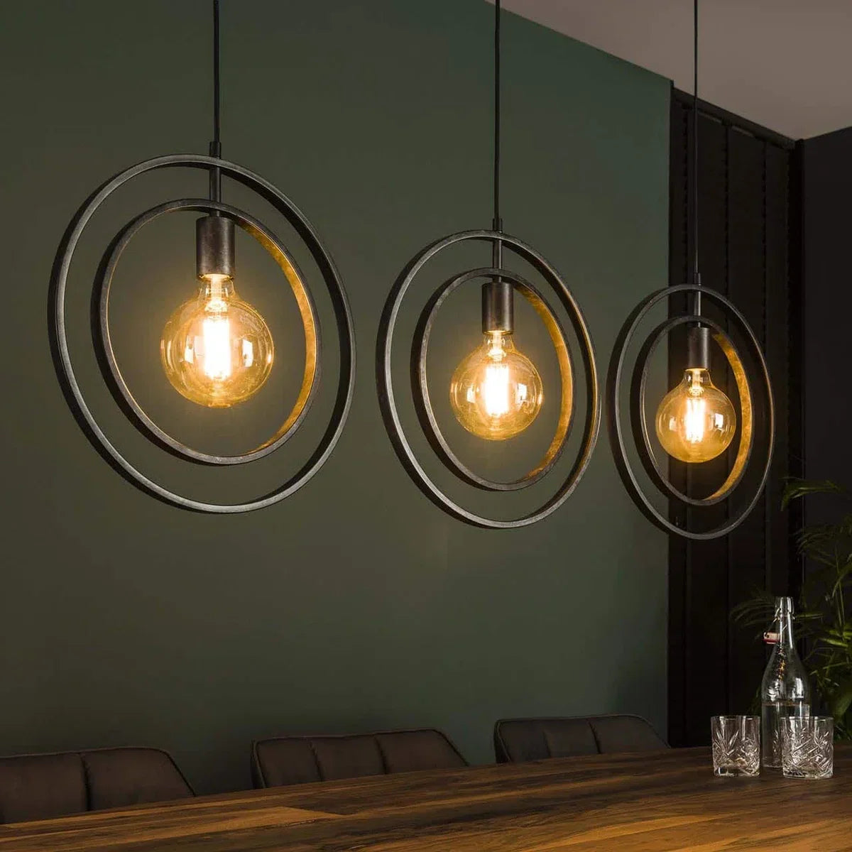 Hanglamp Turn around | 130 cm | 3 lichts | charcoal | eettafellamp | eetkamer / woonkamer | landelijk / modern / design
