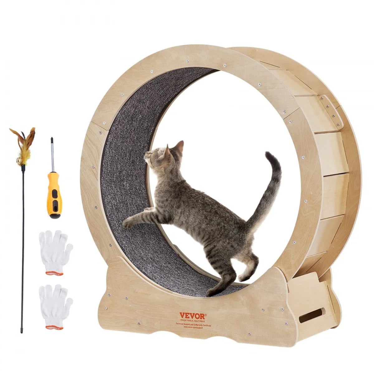 Cat Exercise Wheel 750x320x800mm Cat Exercise Wheel Made of Birch and Poplar Plywood Cat Wheel Low Noise Removable Inner Mat Cat Wheel Suitable for Cats Weighing 2.72 to 3.63 kg