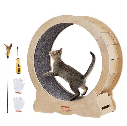 Cat Exercise Wheel 750x320x800mm Cat Exercise Wheel Made of Birch and Poplar Plywood Cat Wheel Low Noise Removable Inner Mat Cat Wheel Suitable for Cats Weighing 2.72 to 3.63 kg