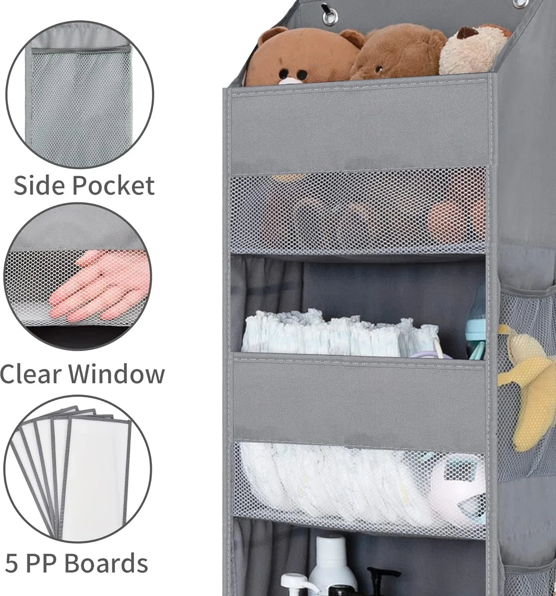 Deurhanger met 5 vakken, 1-pack opbergrek voor achter de deur, grijs ophangrek voor de deur, deurrek, deurhanger, opberghanger voor slaapkamer, deurrek