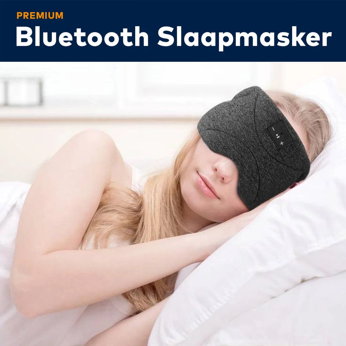 Bluetooth slaapmasker (premium) - Beste keuze - 100% verduisterend - Ultraplatte 'spons speakers' (perfect voor zijslapers) - Koel en ademend materiaal - Volledig verstelbaar - Excellente geluidskwaliteit - Batterij: 13 uur - Antraciet (limited)