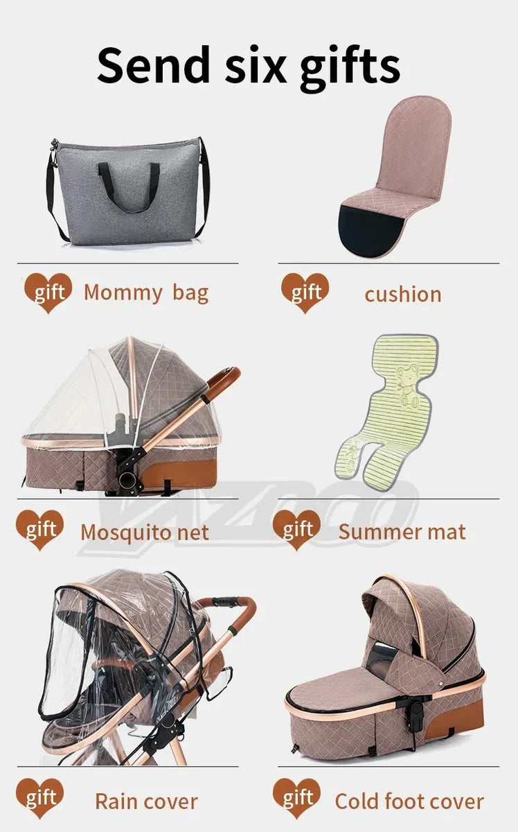 N.lux - Luxe kinderwagen set 3 in 1 - Wandelwagen - Inclusief autostoel - Buggy - Bruin
