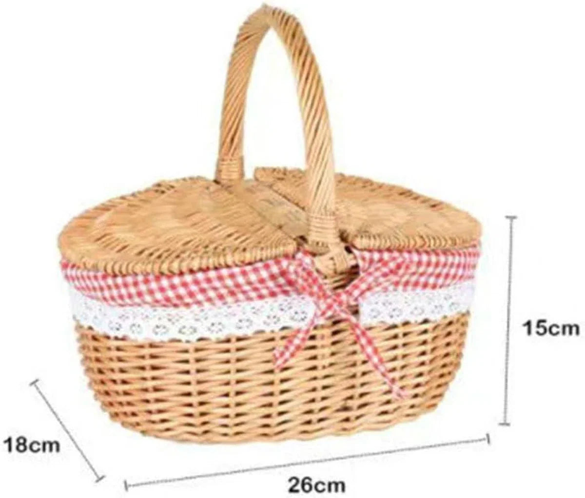 Rieten picknickmand voor kinderen handgeweven paaseierenopslag snoepgeschenk voor bruiloft - Roodkapje mand picknickmand