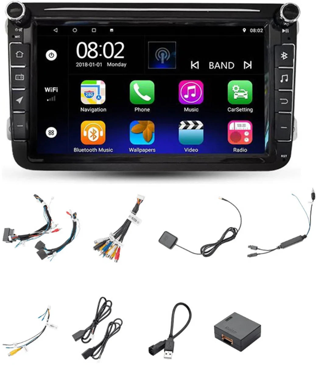 Android 10.0 - 8 inch scherm - 4K ready - Auto Video voor VW CC Universele Golf / Polo / Tiguan / Passat / B7 / B6 / SEAT / Leon WIFI GPS BT WIFI Radio SWC