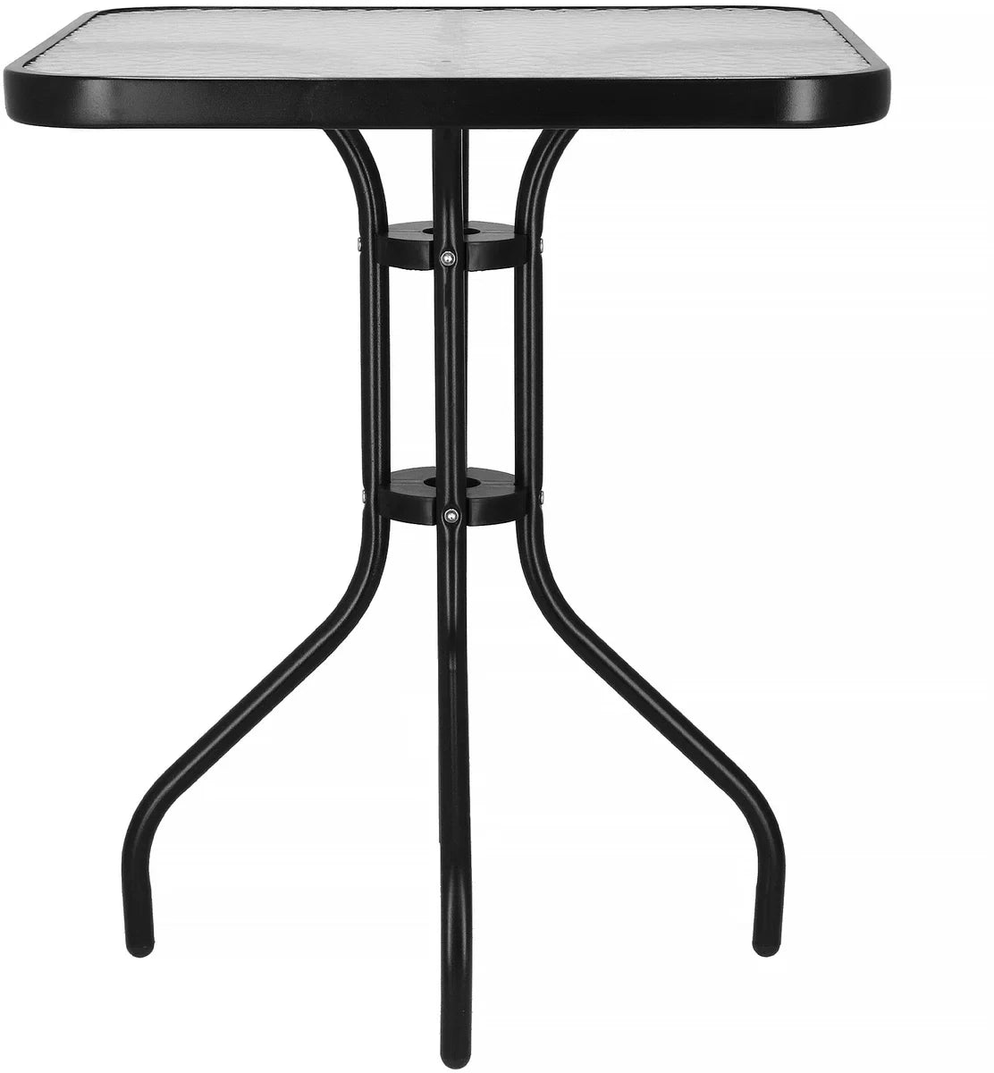 Springos Tuin table | Outdoor table | Side table Outdoor | Metal | Tempered Glass | Square | 60 x 60 x 70 cm | Black