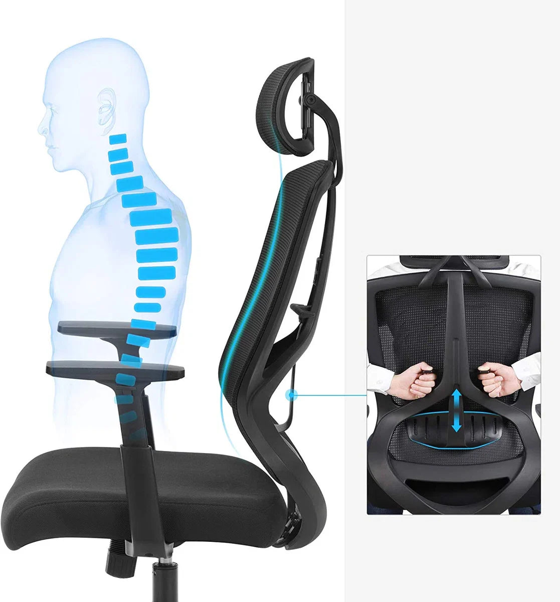 Ergonomische Bureaustoel - Comfortabele en Verstelbare Bureaustoel - Zwart