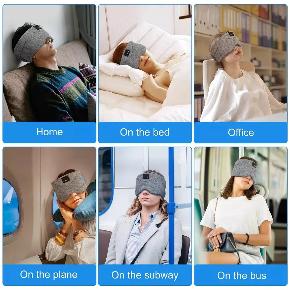 Bluetooth slaapmasker (premium) - Beste keuze - 100% verduisterend - Ultraplatte 'spons speakers' (perfect voor zijslapers) - Koel en ademend materiaal - Volledig verstelbaar - Uitstekende geluidskwaliteit - Batterij: 13 uur - Grijs