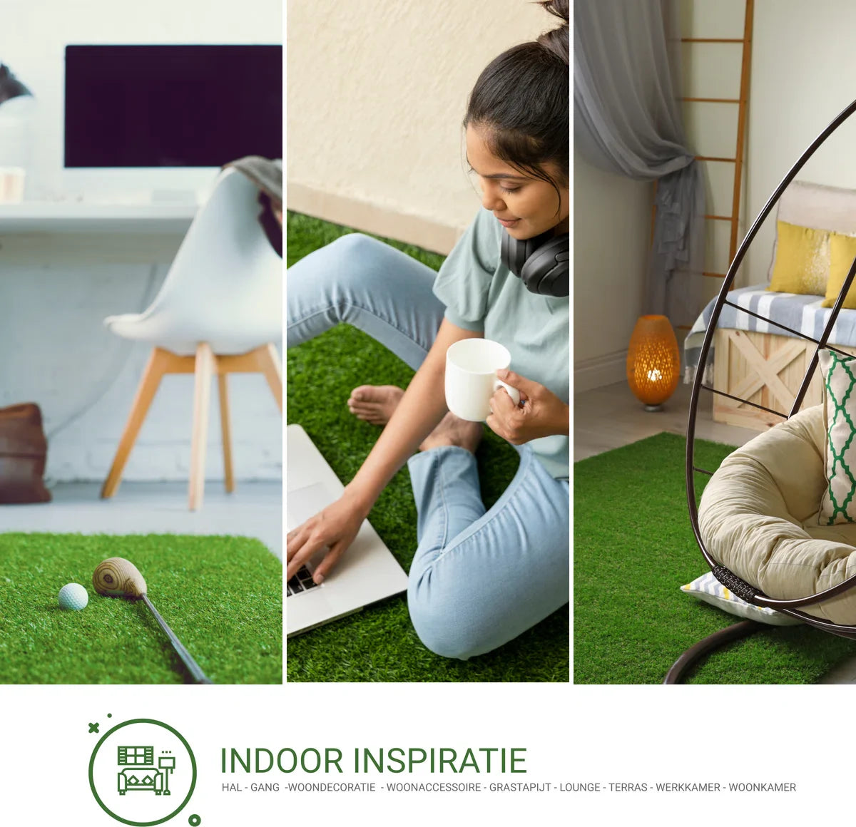 Tapiso Pure Green Kunstgras Groen 6mm Balkon Tuin Terras Grastapijt Maat- 300x300