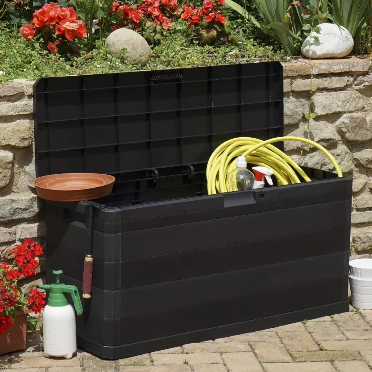 Opbergbox voor in de tuin, tuinkast, kelderkast 280 L Zwart