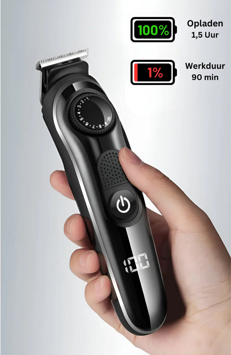 LM-1832 Bodygroomer heren – Waterdicht – 5 opzetstukken - Tondeuse 5-in-1 - Draadloos gebruik - Baardtrimmer - Verstelbaar 1-10MM – Neus- en oortrimmer - Oplaadbaar scheerapparaat voor mannen