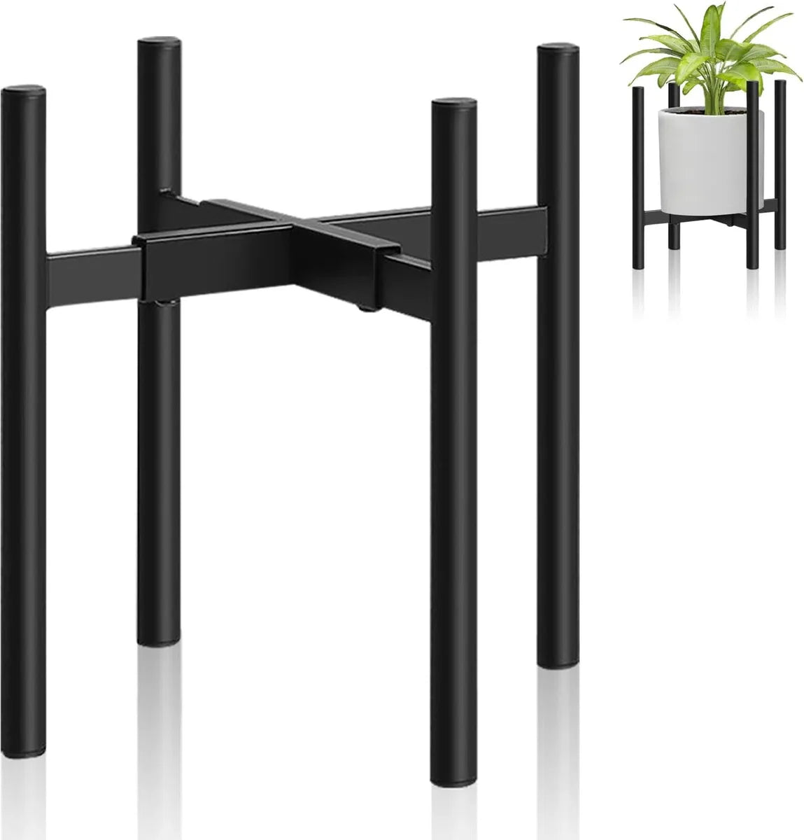 Flower stand, black plant stand, adjustable, metal plant shelf, flower stool for outdoor, indoor, plant stool, plant shelf for balcony, garden, etc.