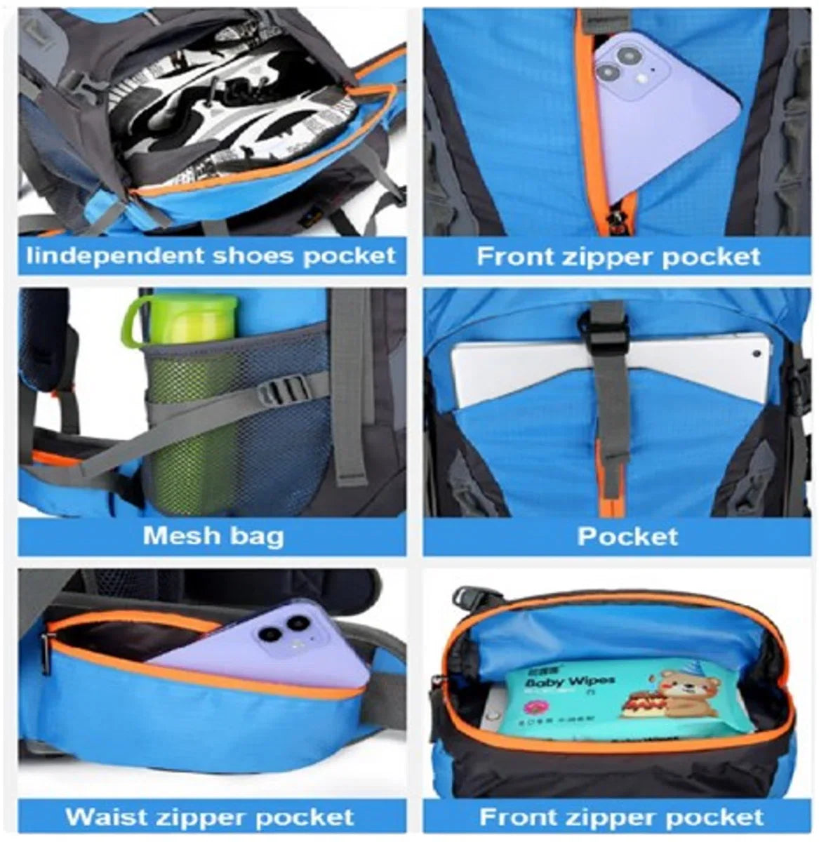 E-Shop4u® - 70L - Rugzakken - Rugzak - Wandelrugzak - Kampeerrugzak - Wandelen - Trekking - Rugzak - Outdoor - Lichtgewicht - Nylon - Rood - 70 Liter - Rugzak Organizer