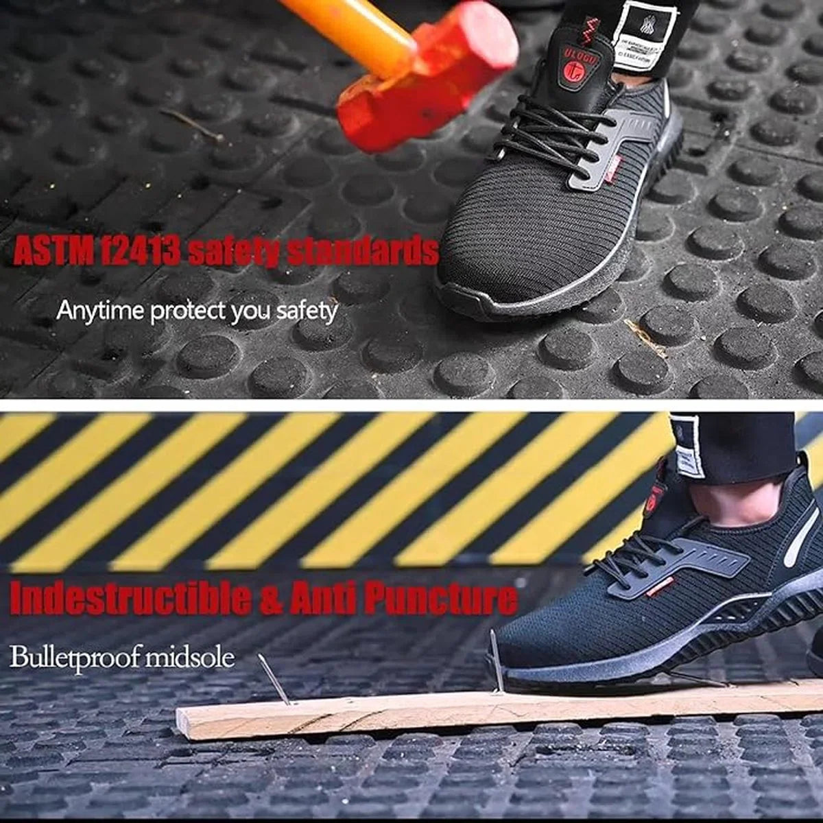 Stalen Neus Schoenen voor Mannen Vrouwen Lichtgewicht Veiligheid Ademende Waterdichte Werkschoenen Antislip Sneakers Reflecterende Onverwoestbare Industriële Bouw Schoenen