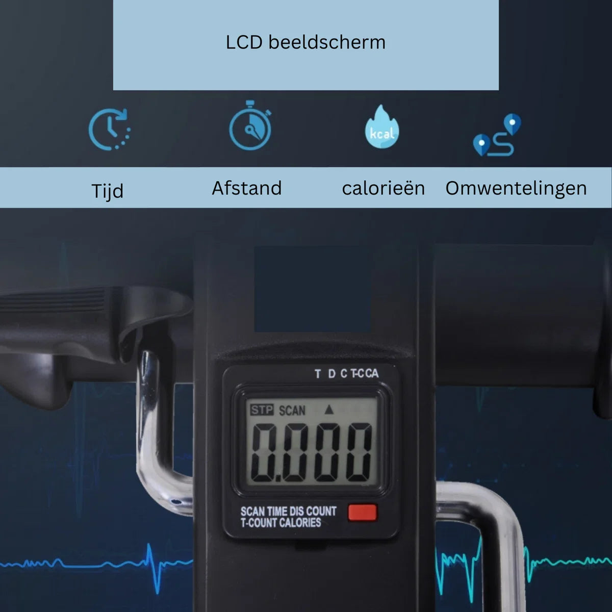 Hometrainer - Opvouwbaar - Minifiets - Fitnessapparaat - Fietstrainer met LCD-display - metaal - zwart 39 x 40 x 31 cm