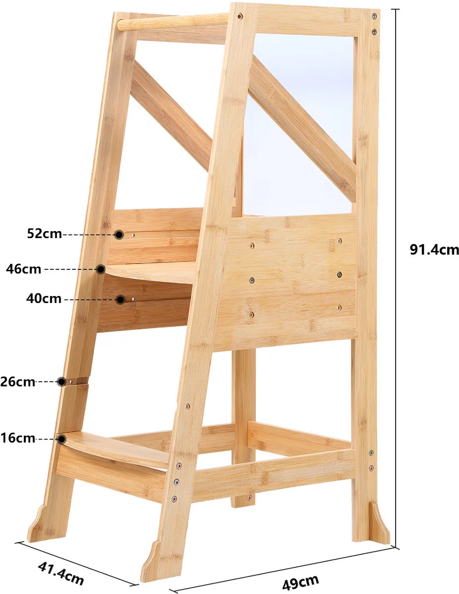 Leertoren Montessori - Learning Tower - Opstapje - keukentoren - keukenhulp - Natuurlijke leertoren Montessori - Antislip - Kindertrap - Leertoren peuters - Leertoren - Stabiel