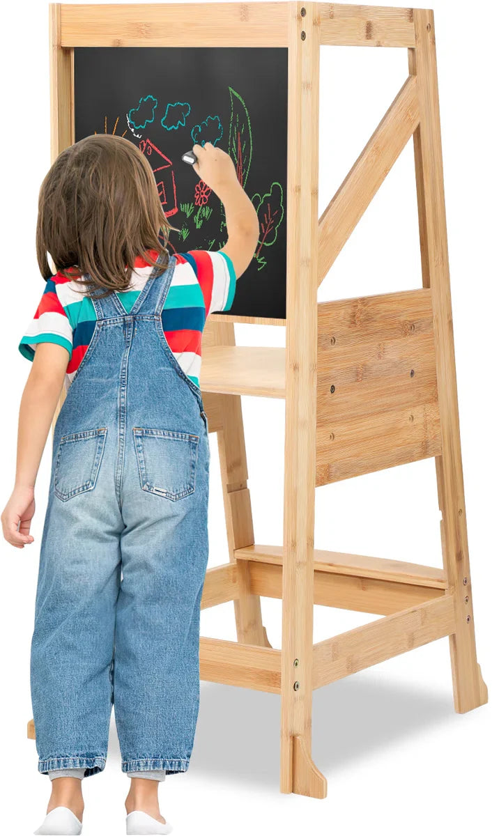 Leertoren Montessori - Learning Tower - Opstapje - keukentoren - keukenhulp - Natuurlijke leertoren Montessori - Antislip - Kindertrap - Leertoren peuters - Leertoren - Stabiel