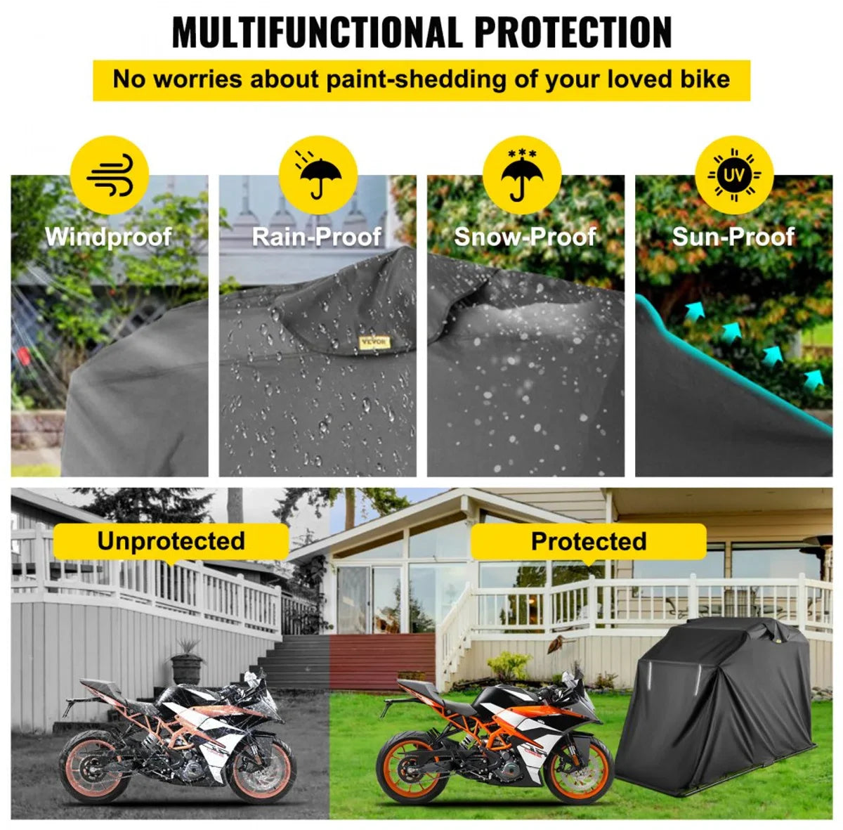 Heavy Duty Motorstalling Tent Hoes Opberggarage met TSA-combinatieslot en Draagtas