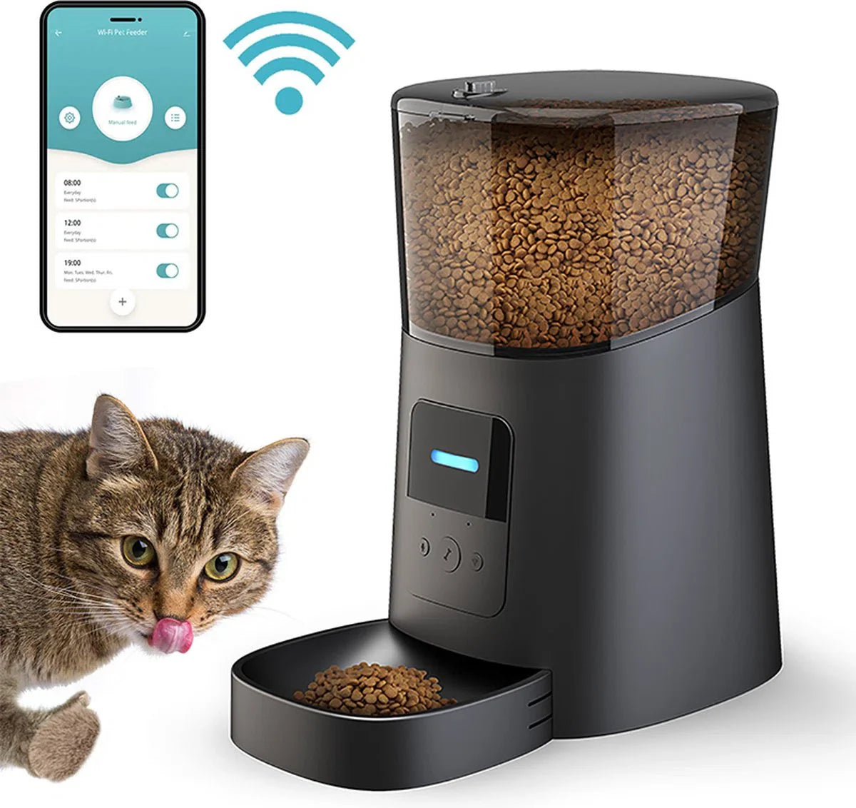 Automatic Pet Feeder Cat and Dog - Food Dispenser with smartphone control - Food Dispenser - Food capacity 6 Liters