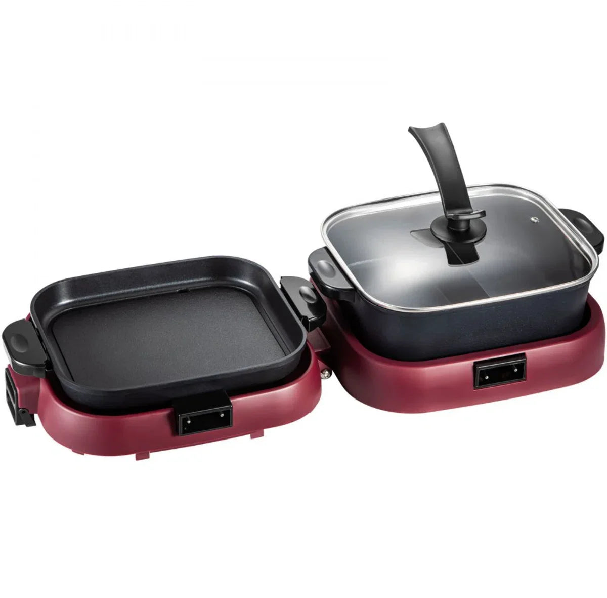 2-in-1 BBQ Grill Hete Pot 2100W Multifunctionele Elektrische Grill Hotpot 70x29x25,5 cm Grill Binnen Hotpot van Gegoten Aluminium en Gehard