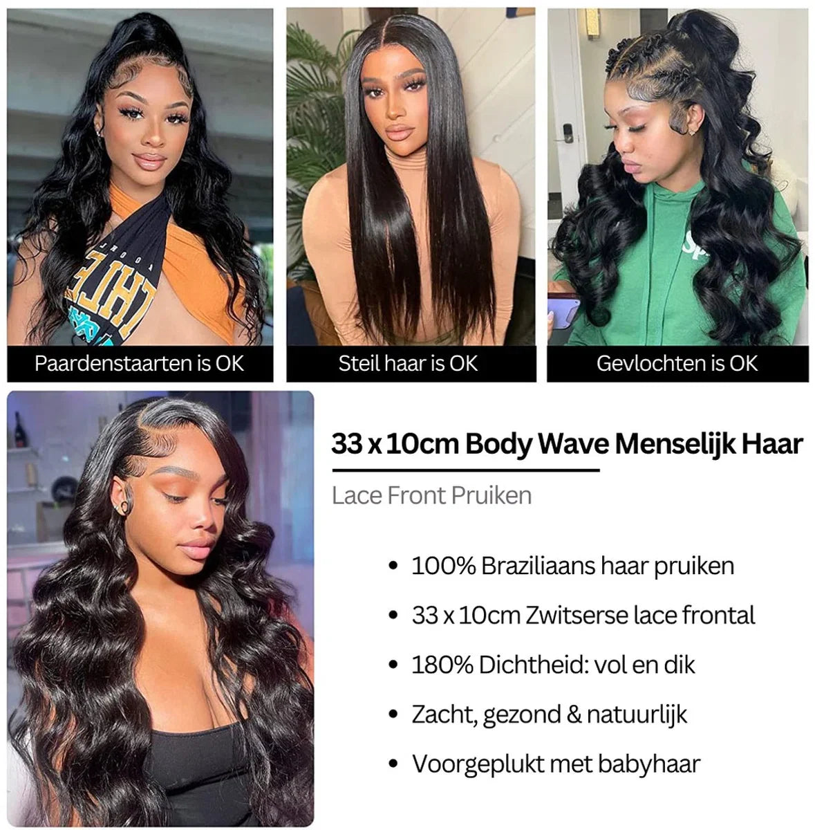 Women's Wigs Real Hair - Women's Wigs Long Hair - Black Wig - 40 cm