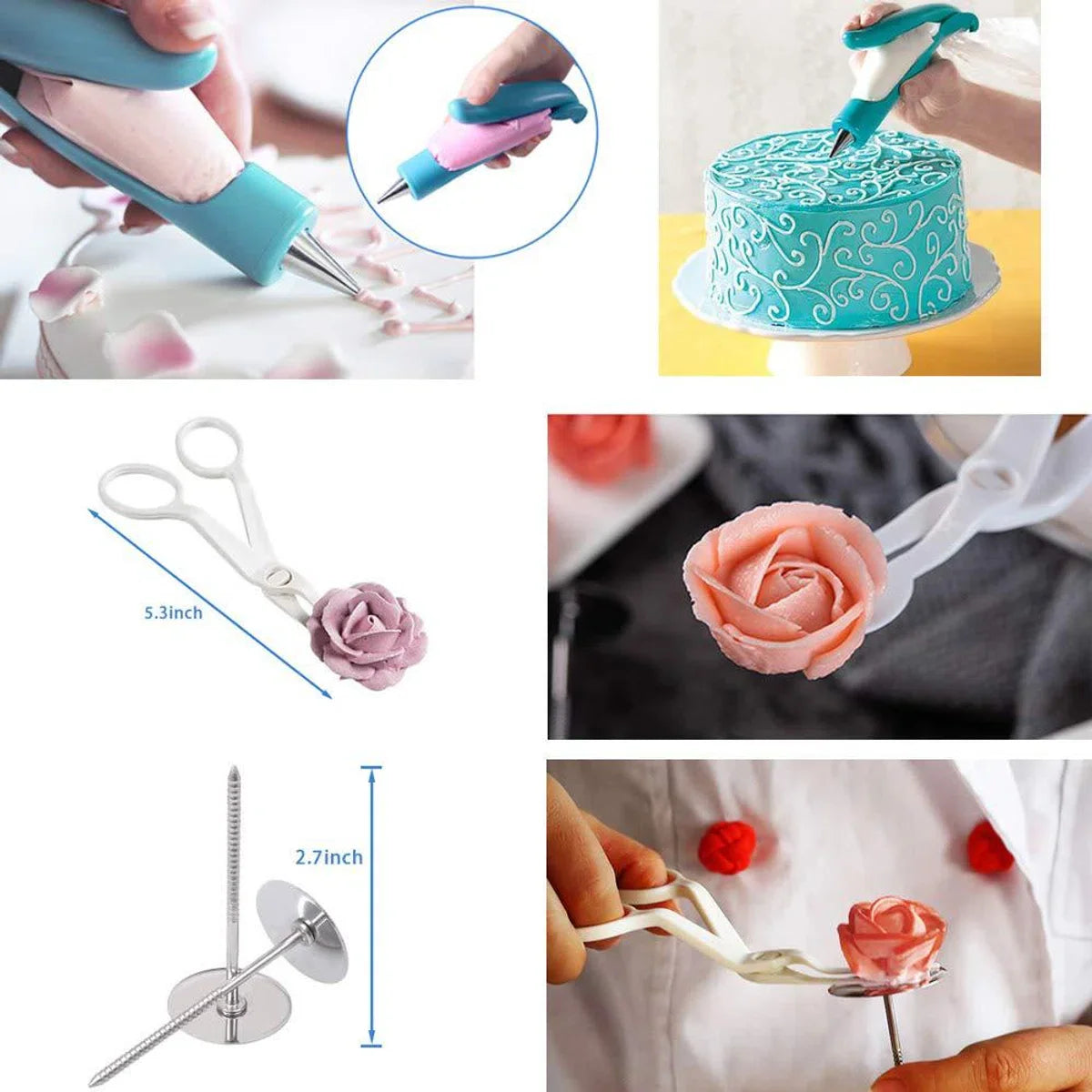 Cake Decorating Baking Set - 407 Pieces - Piping Bag with Nozzles - Cake Stand - Cake Pan - Cake Topper