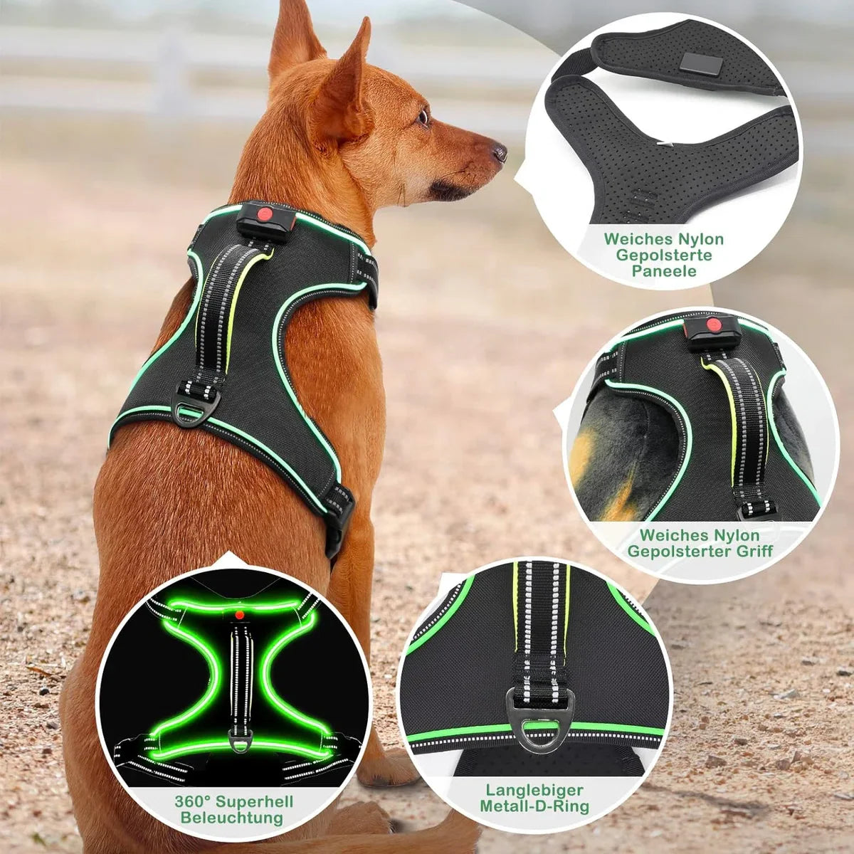 Harness Luminous Rechargeable Light Harness for Dogs LED Lighted Dog Harness for Small, Medium and Large Dogs Light Harness for Dogs