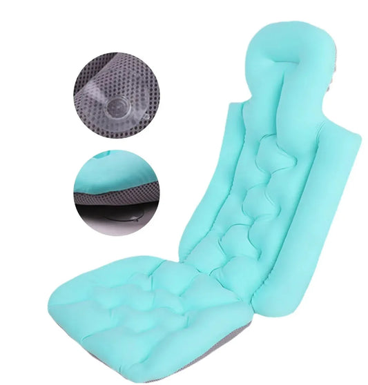 Luxury Bath Pillows - Blue - Anti-Slip Spa Head Rest Cushion Back Support - Bathing - Waterproof Baby Pillow - Organic Material