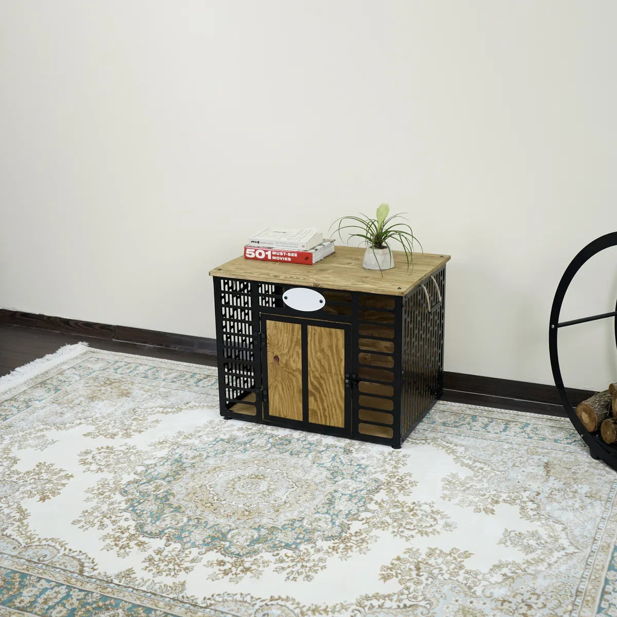 Dog crate - Dog kennel - Wooden dog crate - Indoor dog houses - Black - SMALL - 62x50x47 cm