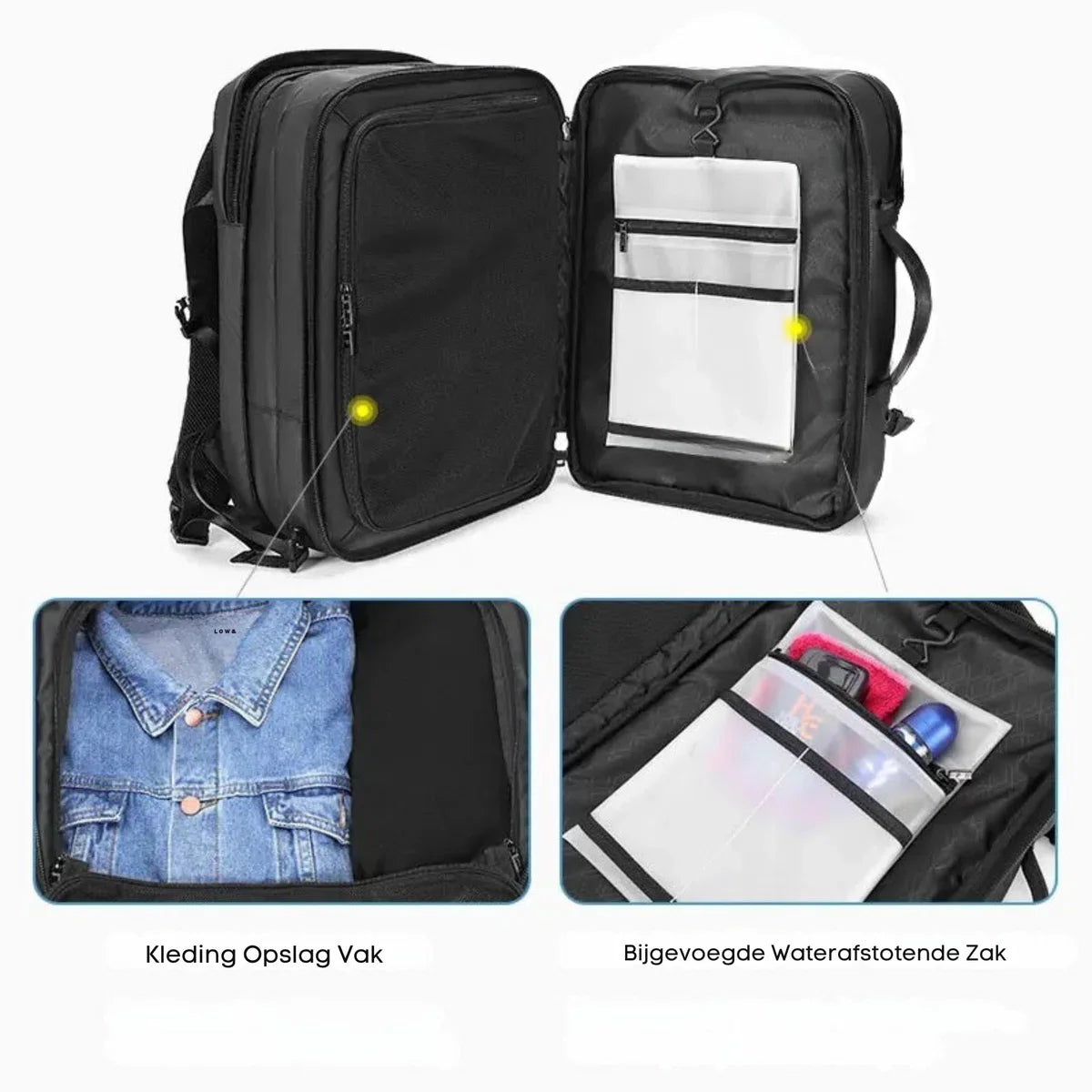 Arctic Hunter Backpack - Laptop Travel Bag - Backpack - Briefcase - 17 Inch - USB - Charging Station - Black - 32L