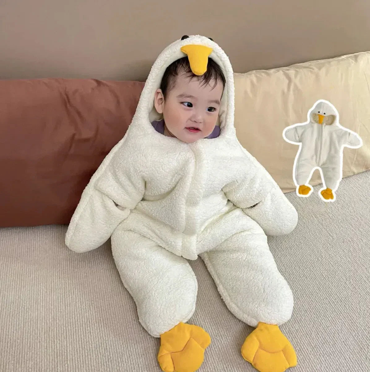 Newborn baby sleeping bag - Baby grow - From 60 to 90 CM - Baby gift - Duck - Baby clothes - Present - Warm - Good quality