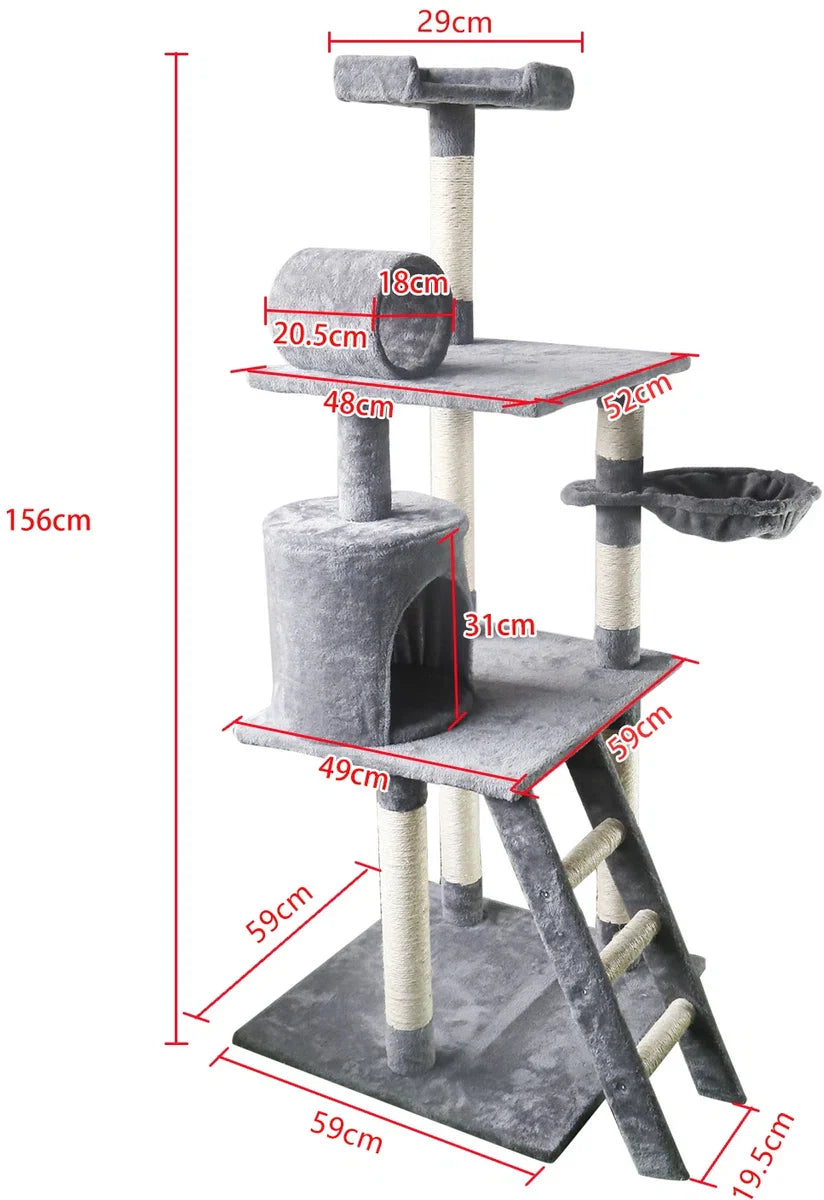 Cat Scratching Post 40KQY - 59 x 59 x 156 cm - Cat Furniture - Scratching Post - Scratching Post for large cats - Scratching Posts - Grey