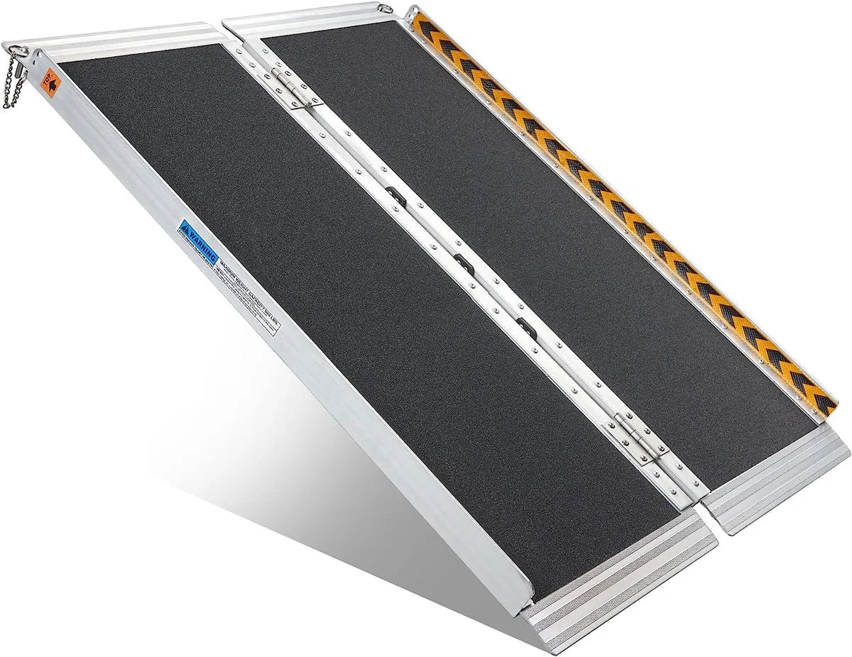 Oprijplaat Brug - Opvouwbaar tot 272 kg - tot 90 cm - 362 kg Capaciteit - Rolstoelhellingen voor trappen - Verstelbare Aluminium Oprit - Draagbaar met Handvat - Antislip Oppervlak Rolstoelhelling voor Thuis - Trappen
