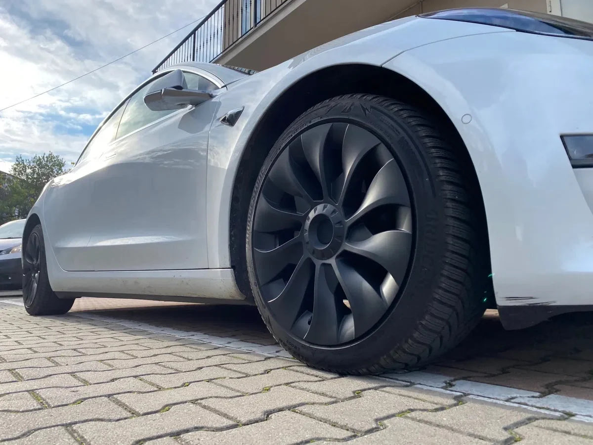 MHDW - Mat Zwarte Performance Turbine wieldoppen set - Geschikt voor Tesla Model 3 - Sportieve upgrade voor 18 inch standaard velgen - Auto Exterieur Accessoires Nederland en België
