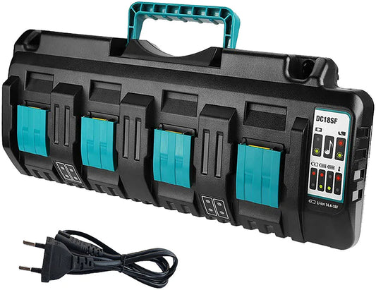 Acculader geschikt voor Makita LXT - vervangende oplader voor Makita - oplader 4 poorten